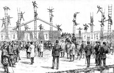 'The Japanese Fire Brigade; Japanese Firemen at their Exercise 1891 . Creator: Unknown