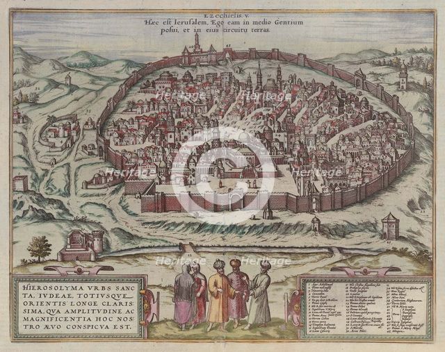The Jerusalem Map (From: Jansson, Jan. Illustriorum Hispaniae urbium tabulae, Amsterdam, 1657), 1657. Artist: Hogenberg, Frans (1535-1590)