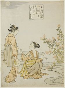 The Jewel River of Bush Clovers (Hagi no Tamagawa), from an untitled series of Six Jewel..., c.1767. Creator: Suzuki Harunobu
