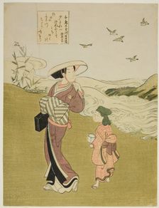 The Jewel River of Plovers (Chidori no Tamagawa), from an untitled series of Six Jewel Rivers, c1767 Creator: Suzuki Harunobu