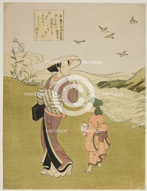 The Jewel River of Plovers (Chidori no Tamagawa), from an untitled series of Six Jewel Rivers, c1767 Creator: Suzuki Harunobu.