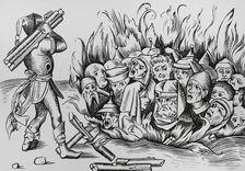 The Jews of Cologne burnt alive on the night of 23-24 August 1349, (1493), (1878). Creator: Unknown