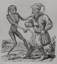 The Jew and Death, episode from the Dance of Death, 1641, (1877). Creator: Unknown
