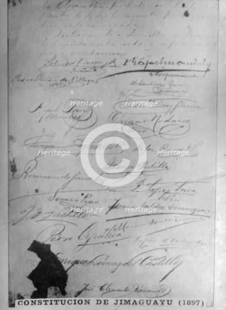 The Jimaguayu Constitution, (1895), 1920s. Artist: Unknown