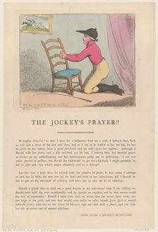The Jockey's Prayer!!, August 10, 1801., August 10, 1801. Creator: Thomas Rowlandson