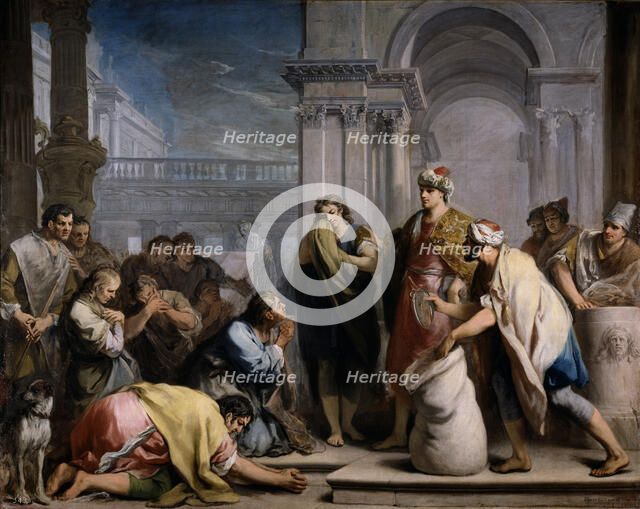 The Joseph's silver cup in Benjamin's sack, ca 1749. Artist: Amigoni, Jacopo (1675-1752)