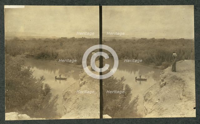 The Jordan River from the heights of Moab  (Stereograph), 1911.