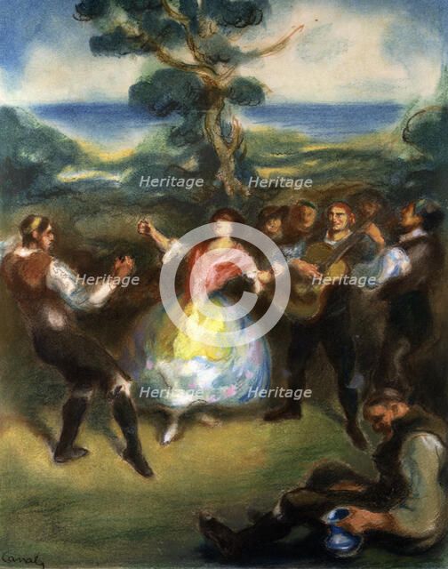  'The Jota' (Spanish dance), 1911 pastel drawing by Ricardo Canals.