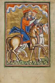 The Journey of the Magi; Illustrated Vita Christi, with devotional supplements, about 1190-1200. Creator: Unknown