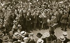 The Kaiser's proclamation of war being read out, Berlin, Germany, 4 August 1914. Creator: GPA