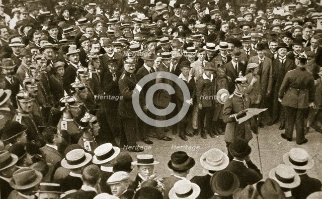 The Kaiser's proclamation of war being read out, Berlin, Germany, 4 August 1914. Creator: GPA.