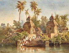 The Kalighat Kali Temple in Kalighat, Kolkata, 1855. Creator: Buvelot; Louis (1814-1888)