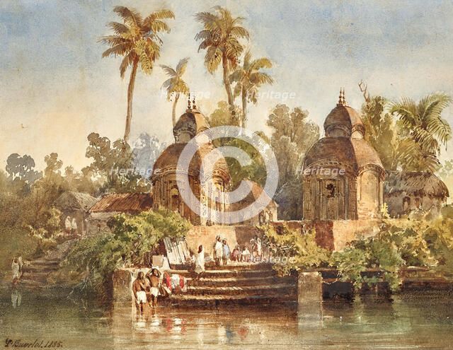 The Kalighat Kali Temple in Kalighat, Kolkata, 1855. Creator: Buvelot; Louis (1814-1888).