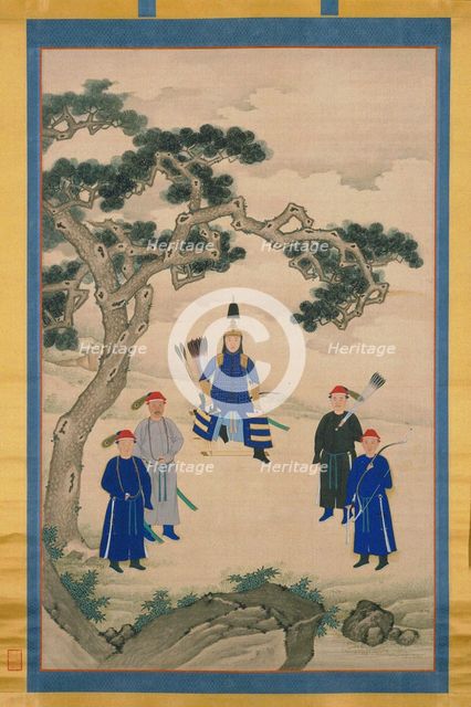 The Kangxi Emperor in Martial Attire. Hanging scroll, Second Half of the 17th cen..