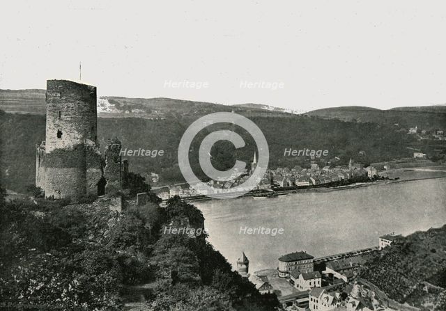 The Katz overlooking the Rhine, St Goarshausen, Germany, 1895.  Creator: Francis Frith & Co.