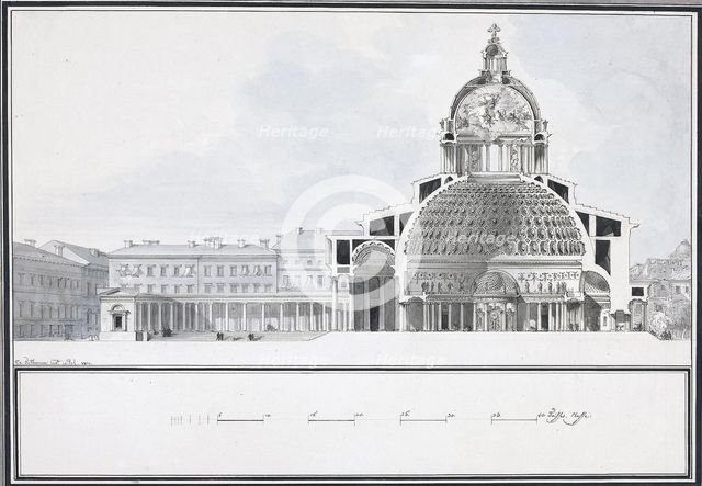 The Kazan Cathedral in Saint Petersburg, 1800. Artist: Thomas de Thomon, Jean François (1754-1813)