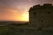 The keep of Pendennis Castle, Cornwall, at sunset, 1997. Artist: N Corrie