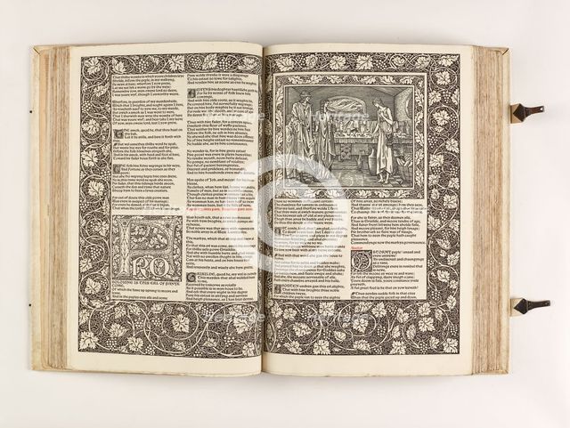 The Kelmscott Chaucer - The Works of Geoffrey Chaucer Now Newly Imprinted, 1896. Creator: Sir Edward Coley Burne-Jones.