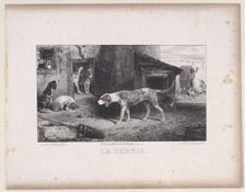 The Kennel, from the series Hunting Scenes, 1829. Creator: Alexandre Gabriel Decamps