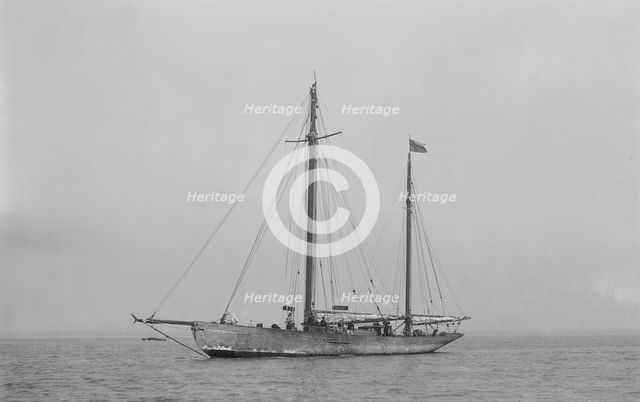 The ketch 'Ficha' at anchor, 1922. Creator: Kirk & Sons of Cowes.