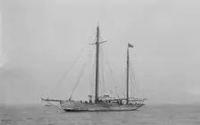 The ketch Ficha at anchor, 1922. Creator: Kirk & Sons of Cowes