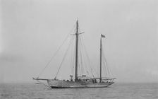 The ketch Ficha at anchor, 1922. Creator: Kirk & Sons of Cowes