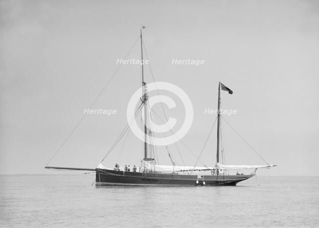 The ketch 'Hoyden' at anchor, 1911. Creator: Kirk & Sons of Cowes.