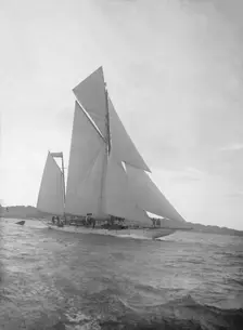 The ketch Lady Camilla sailing close-hauled, 1912. Creator: Kirk & Sons of Cowes