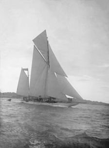 The ketch Lady Camilla sailing close-hauled, 1912. Creator: Kirk & Sons of Cowes