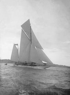 The ketch Lady Camilla sailing close-hauled, 1912. Creator: Kirk & Sons of Cowes