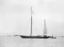 The ketch Valdora at anchor, 1913. Creator: Kirk & Sons of Cowes