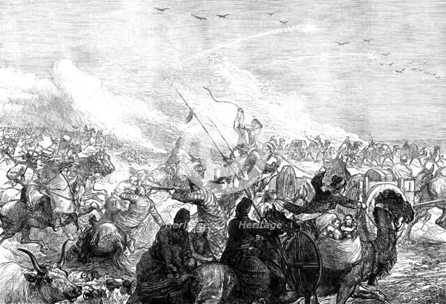 The Khiva Expedition: Russian troops attacking a caravan of Turkomans, 1873. Creator: Unknown.