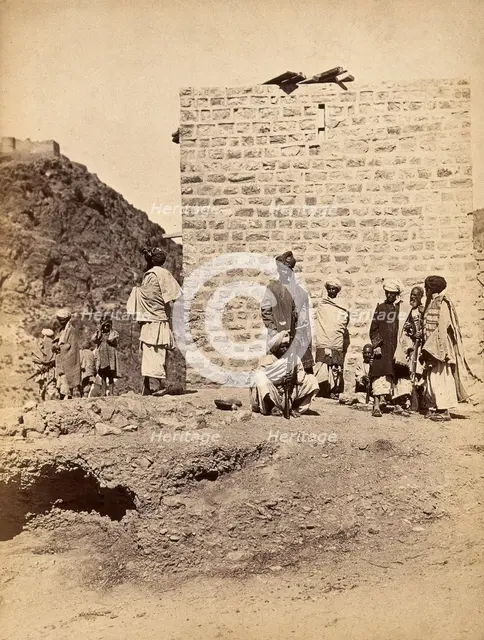 The Khyber Pass, Pakistan: men in a group with rifles, c1900. Creator: Unknown.