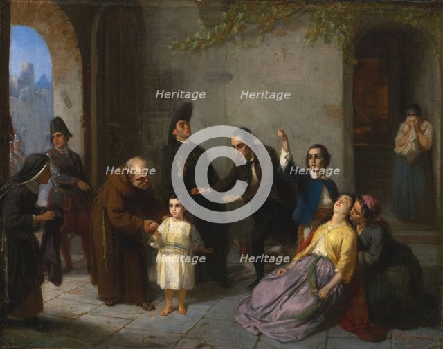The Kidnapping of Edgardo Mortara, 1862. Artist: Oppenheim, Moritz Daniel (1800-1882)