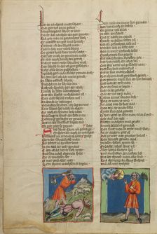 The Killing of Abel: Cain's Punishment; Weltchronik, about 1400-1410. Creator: Unknown