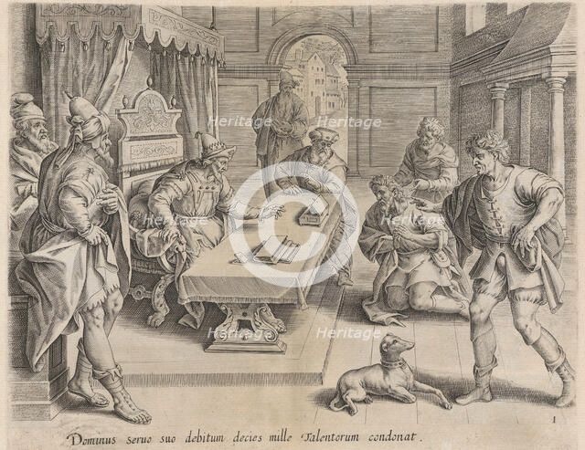 The King Cancelling his Servant's Debt, from the Parable of the Unmerciful Servant, bound ..., 1585. Creator: Anon.