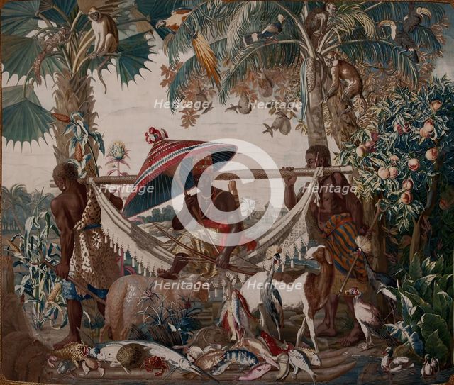 The King carried by two moors. From the Series "The New Indies". Gift from King Louis..., 1780-1781. Creator: Anonymous master.