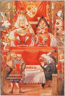 The King and Queen of Hearts were seated on their throne when they arrived , 1911. Creator: Tenniel, Sir John (1820-1914)