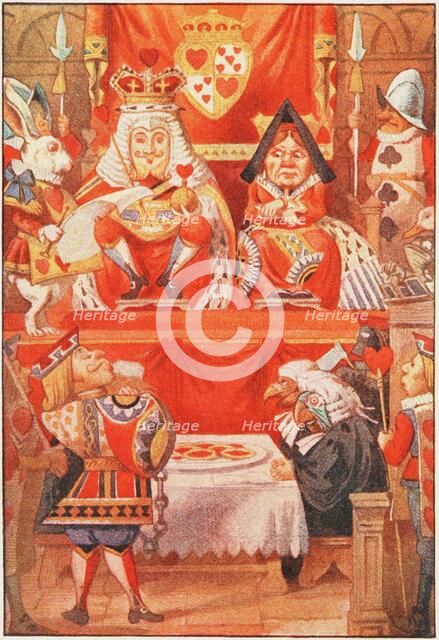 The King and Queen of Hearts were seated on their throne when they arrived , 1911. Creator: Tenniel, Sir John (1820-1914).