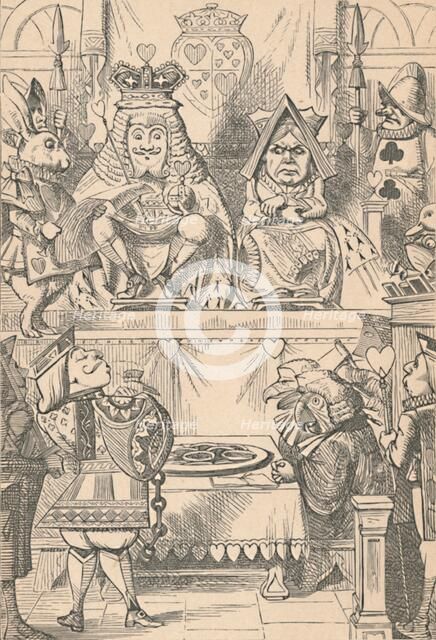 'The King and Queen of Hearts in Court', 1889. Artist: John Tenniel.