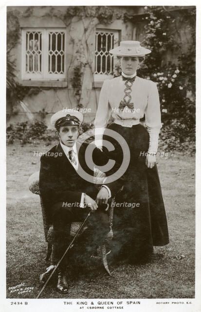 The King and Queen of Spain at Osborne Cottage, Isle of Wight, c1906-c1919(?). Artist: Unknown