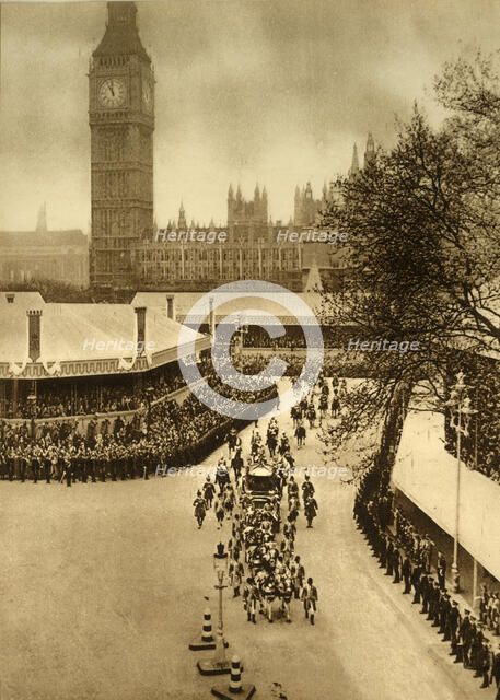 'The King and Queen Approaching Westminster Abbey', 1937. Creator: Photochrom Co Ltd of London.