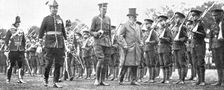 The King at Rugby School - officers training corps, 1909. Creator: Montague Dixon