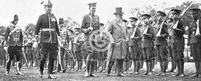 The King at Rugby School - officers' training corps, 1909. Creator: Montague Dixon.