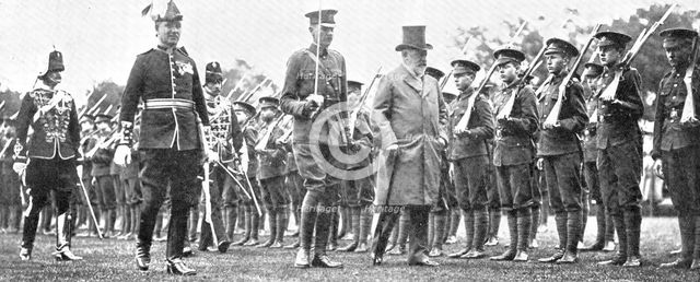 The King at Rugby School - officers' training corps, 1909. Creator: Montague Dixon.