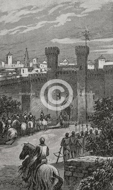 The king before the gate of Valencia, 1890.  Creator: Joan Serra y Pausas.