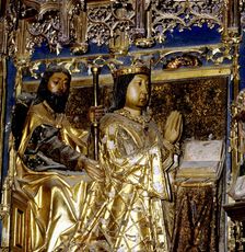 The King Juan II (1404-1454) King of Castile is assisted by Santiago Apostol, detail of the main …
