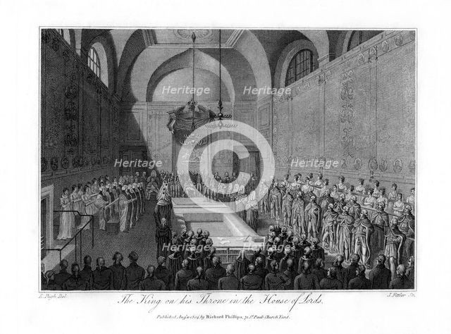 The King on his Throne in the House of Lords, London, 1804.Artist: James Fittler