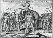 The King of Cochin riding on an elephant, attended by his Nayro's c1745