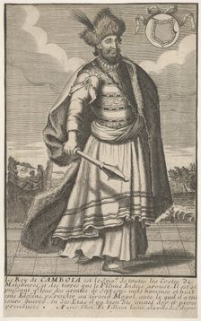 The King of Cambodia standing with a sceptre in his right hand, ca. 1670-1700. Creator: Unknown